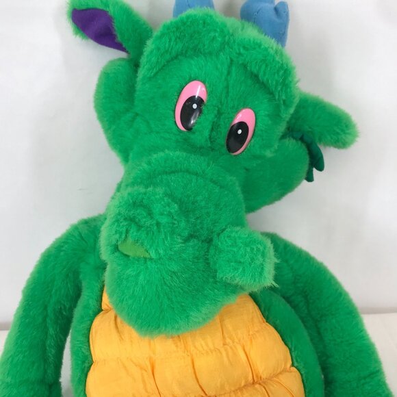 LIBERTY TOY ~ LARGE 24"+ GREEN YELLO PLUSH DRAGON 1998 - Picture 2 of 6